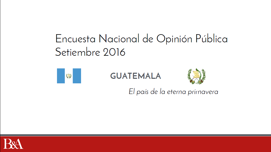 Resultados Generales Estudio de Opinión Pública, Guatemala Setiembre 2016