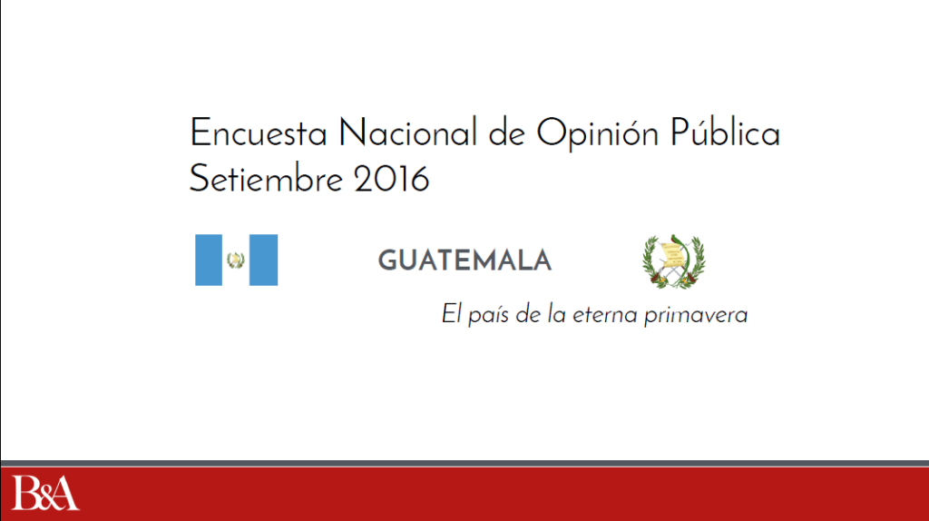 Resultados Generales Estudio de Opinión Pública, Guatemala Setiembre 2016